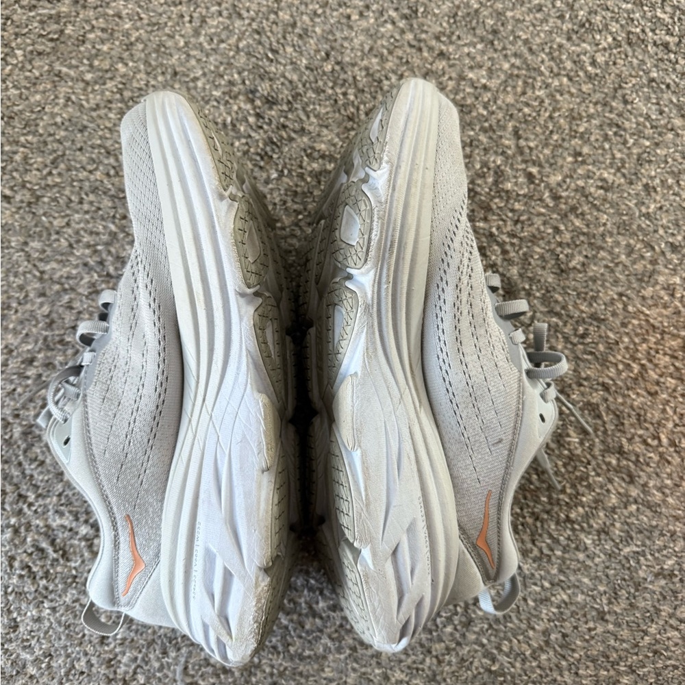 Hoka Light Gray and Orange Athletic Shoes - Picture 5 of 5